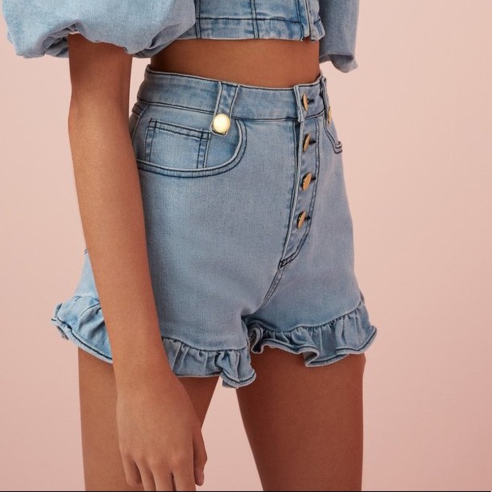 Finders Keepers Ruffle Denim Shorts